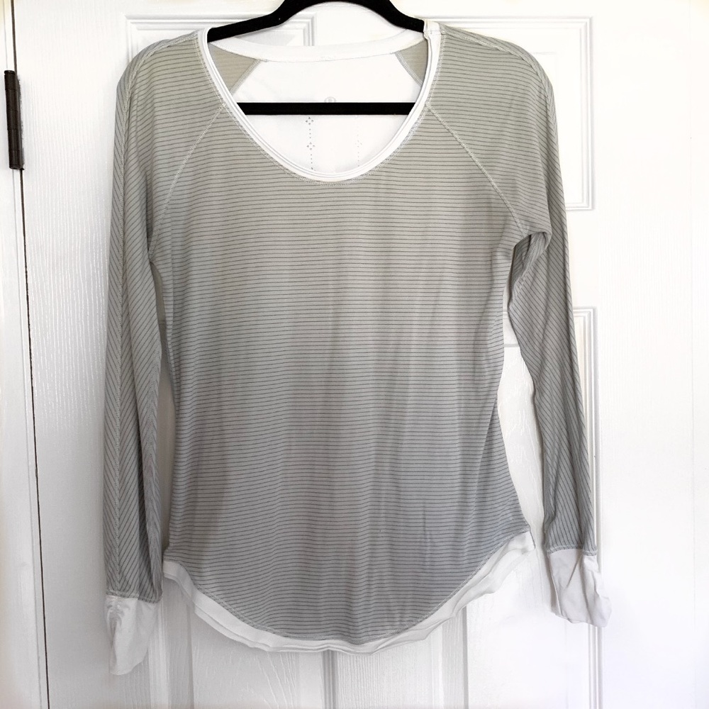 LULULEMON Stripped Gray/White Long Sleeve top 6